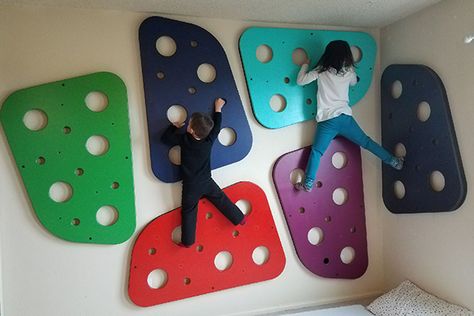 Climbing Wall For Kids, Climbing Wall Kids, Indoor Climbing Wall, Indoor Playroom, Climbing Walls, Basement Playroom, Indoor Playground Equipment, Kids Climbing, Kids Gym