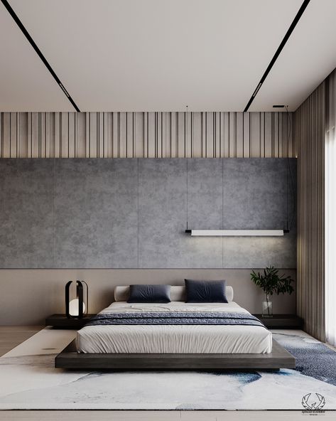 A modern master bedroom in grey tones offers a sleek and stylish appearance. Using several shades of grey on the walls, bedding, and furniture, emphasized with minimalist design and clean lines. 

#bedroom #masterBedroomDesign #masterBedroom #modernBedroom #modernInterior #ContemporaryBedroom #homeBedroomRefresh Bedroom In Grey Tones, Minimalist Master Bedrooms Decor, Bedroom Inspirations Master Dark, Modern Bedroom Tile Flooring Ideas, Modern Guest Bedroom, Bedroom Inspirations Master, Beautiful Bedroom Designs, Contemporary Bedroom Design, Guest Bedroom Design