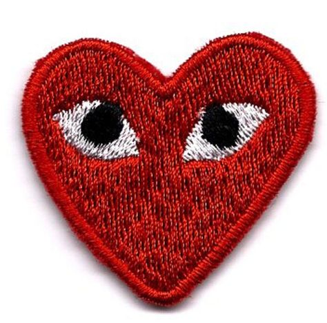 Red Heart With Eyes, Senior Jackets Patches, Heart With Eyes, Senior Jackets, Sew On Badges, Kei Ninomiya, Scrapbook Printing, Play Comme Des Garcons, Heart Patch