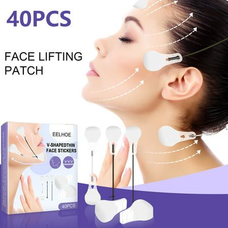 Niyofa 40pcs Face Lift Tape Invisible Face Lifting Stickers Face Lifting Patch with 3 Lifting Ropes Adhesive Double Chin Tape V-line Face Wrinkle Patches for Women Neck Eye Face Skin Care Size: 15 cm/ 5.9inch.  Color: as shown. Face Wrinkle, Wrinkle Patches, Sagging Cheeks, V Line Face, Face Lift Tape, V Shape Face, Lifting Facial, Instant Face Lift, Eliminate Wrinkles