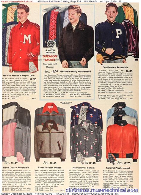 1955 Sears Fall Winter Catalog, Page 335 - Catalogs & Wishbooks Catalog Fashion, 60s Clothing, 1900s Fashion, 1950s Outfits, 1950s Fashion, Athletic Fashion, Historical Fashion, Fashion Lover, Water Repellent