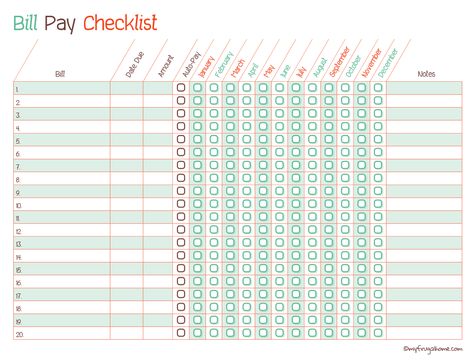 Free+Printable+Monthly+Bill+Payment+Checklist Bill Organization Printables, Bill Checklist, Organize Planner, Onenote Planner, Bill Pay Checklist, Bill Payment Checklist, Bills Checklist, Monthly Tracker, Bill Pay