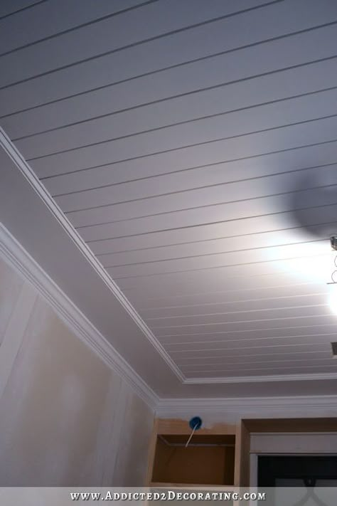 Basement Ceiling Options, Wood Plank Ceiling, Ceiling Options, Shiplap Ceiling, Plank Ceiling, Beadboard Ceiling, Basement Ceiling, Ceiling Treatments, Basement Walls