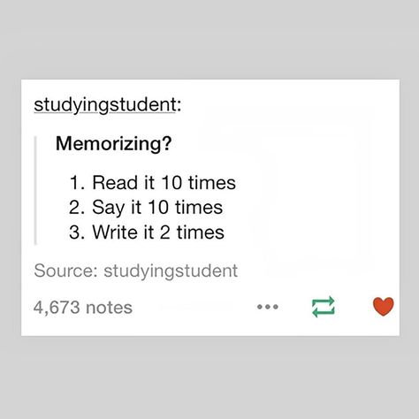 We love sharing study tips. Heres a good tip for memorizing information. Try it and let us know if it works!  #studytip #memorizing #school Studie Hacks, Studera Motivation, High School Hacks, School Survival, School Study Tips, School Help, Life Hacks For School, College Hacks, Study Skills