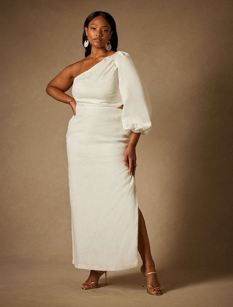 Vow Renewal Dress, Short Frocks, Eloquii Dress, Cutout Gown, Nice Night, Plus Size White, One Shoulder Cocktail Dress, Wedding Reception Dress, Classy Style