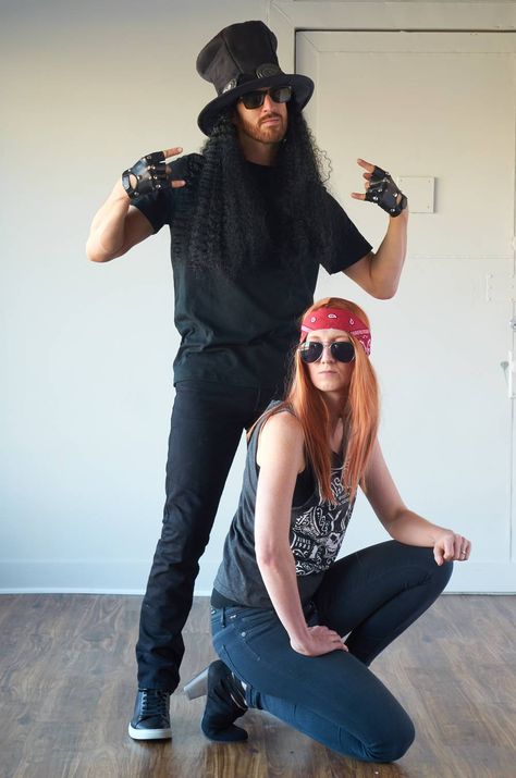 Axl Rose Costume, Slash Costume, Rock And Roll Costume, What To Be For Halloween, 80s Dress Up, Cloud Costume, Rockstar Costume, 80s Halloween Costumes, Easy Couples Costumes