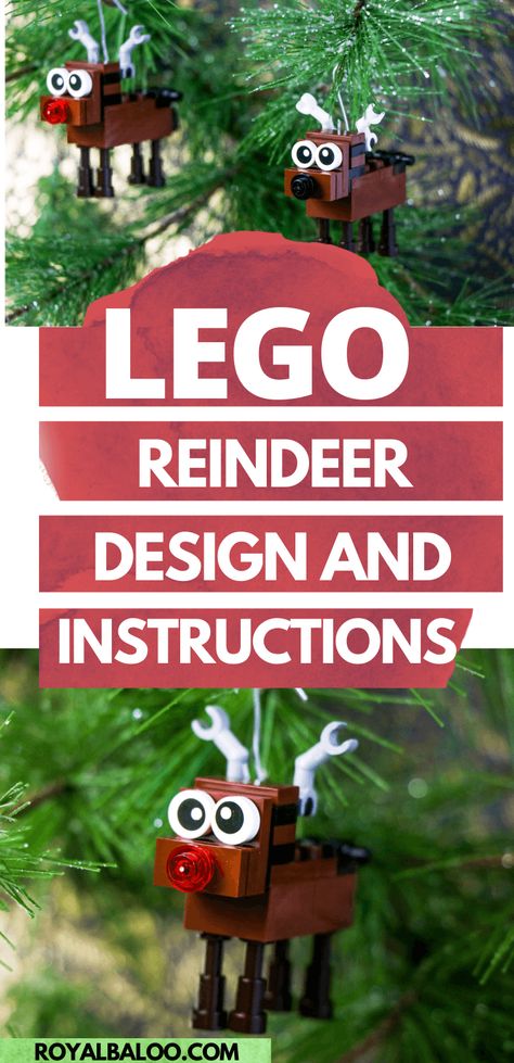 How to Make a LEGO Reindeer → Royal Baloo Lego Reindeer Instructions, Lego Xmas Decorations, Lego Grinch Instructions, Holiday Lego Ideas, Easy Christmas Lego Builds, Lego Themed Christmas Tree, Lego Christmas Ornaments Diy, Diy Lego Ornaments, Lego Ornaments Diy