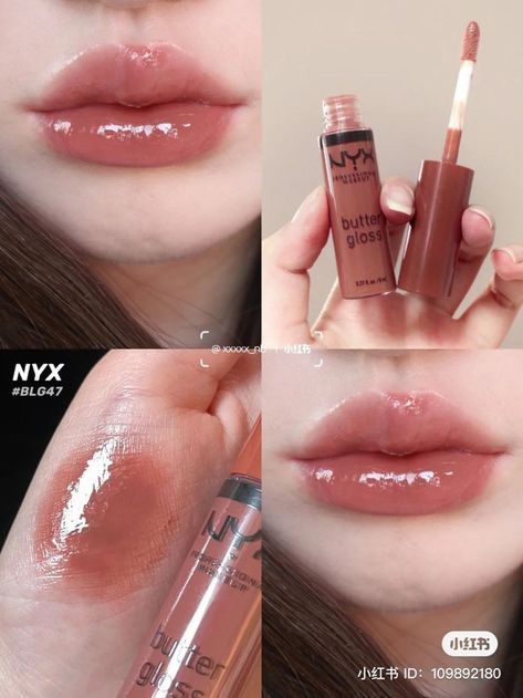 lipgloss, lipcombo, nyxlipgloss, nyxprofessionalmakeup, cheaplipgloss, richaesthetic, glossylips, lipoil, lip essentials, makeupessentials, holygrailproducts, shinylips, hydrating, darkfeminineenergy, browngirl, asianbeauty Shiny Makeup, Butter Gloss, Makeup Accesories, Lip Makeup Tutorial, Swag Makeup, Smink Inspiration, Ethereal Makeup, Pinterest Makeup, Fancy Makeup