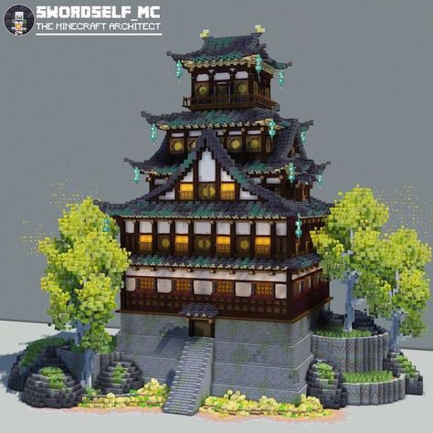 Minecraft Building Ideas Japanese House, Minecraft Japanese Build Ideas, Minecraft Japanese Mansion, Japanese City Minecraft, Japanese Buildings Minecraft, Japanese House Minecraft Ideas, Japanese Building Minecraft, Japanese Minecraft Ideas, Japanese Builds Minecraft