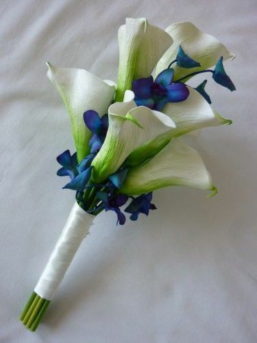 Blue Orchid Bouquet, Lilies Flowers, Artificial Wedding Bouquets, Calla Lily Wedding, Calla Lily Bouquet, Silk Wedding Flowers, Orchid Bouquet, Lily Bouquet, Flowers Orange