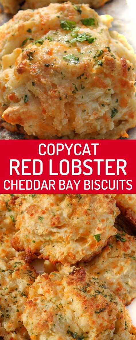 Dinner Roll Recipes, Quick Biscuit Recipe, Copycat Red Lobster, Easy Biscuits, Red Lobster Cheddar Bay Biscuits, Cheddar Bay Biscuits, Dinner Roll, Biscuit Bread, Dinner Rolls Recipe