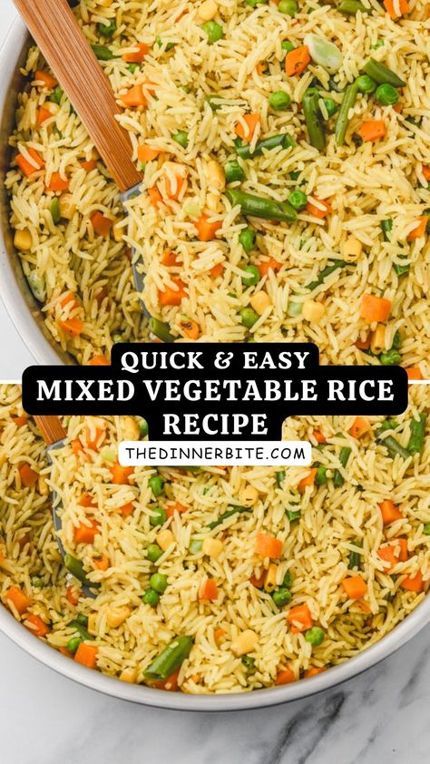 Explore the richness of our Mixed Vegetable Rice recipe; a harmonious blend of various vegetables cooked with Basmati rice. This Quick & Easy Mixed Vegetable Rice recipe promises a flavorful journey, packed with health benefits and bursting with freshness. Perfect for any occasion, this dish guarantees a feast of colors, textures, and flavors. Vegetable Brown Rice Recipes, Healthy Flavored Rice Recipes, Riced Vegetable Recipes, What To Make With Basmati Rice, Rice Different Ways, Easy Rice Recipes Healthy, Meatless Meals With Rice, Legume Rice Recipes, Rice And Veggie Side Dish