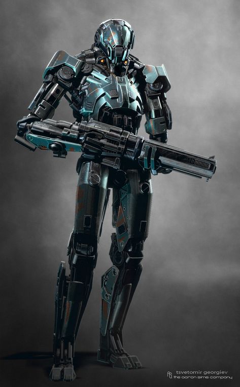 ArtStation - robot soldier design, Tsvetomir Georgiev Combat Robot, Robot Design Sketch, Concept Vehicles Sci Fi, Battle Robots, Industrial Robots, Futuristic Robot, Battle Droid, Humanoid Robot, Sci-fi Armor