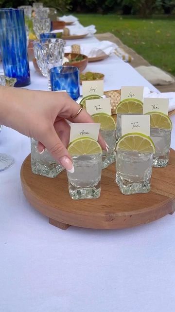 Tequila Toast Wedding, Drink Place Cards, Table Name Cards Birthday, Dinner Party Name Card Ideas, Welcome Shots Ideas, Shot Glass Seating Chart Wedding, Shot Ideas For Party, Dinner Party Name Cards, Dinner Name Place Cards