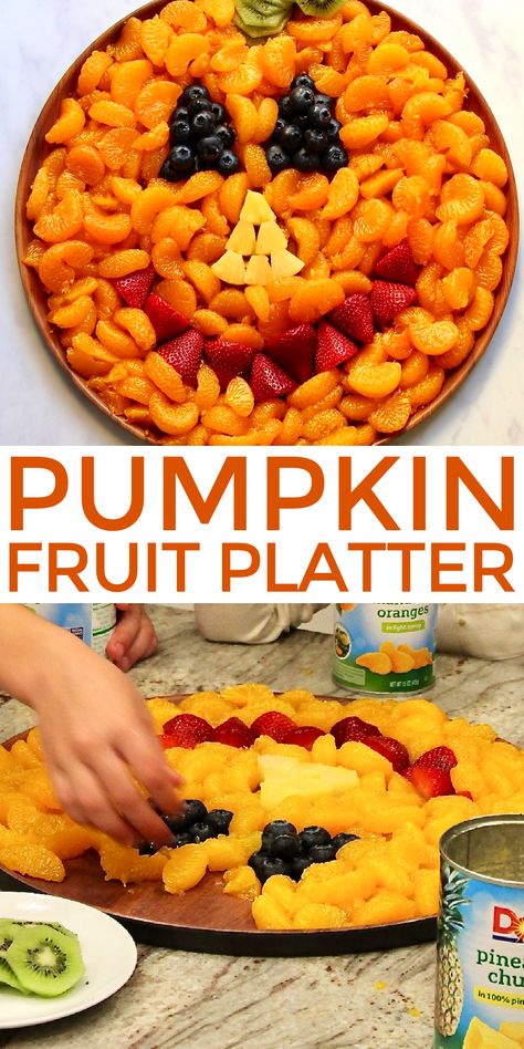 Pumpkin Shaped Fruit Tray, Fruit Platter Halloween, Halloween Fruit And Cheese Tray, Fall Themed Fruit Platter, Spooky Fruit Tray, Halloween Fruit Salad Ideas, Halloween Fruit Tray For Kids, Pumpkin Fruit Tray, Spooky Fruit Platter