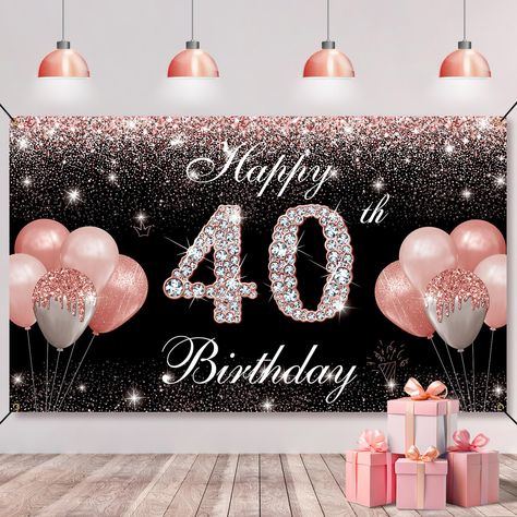 PRICES MAY VARY. ✿ SIZE : 6.1 FT x 3.6 FT | GREAT 40TH BIRTHDAY BACDKROP DECORATIONS : 1pcs rose gold birthday backdrop decorations for a 40th birthday celebrations. 6.1 feet by 3.6 feet (185 cm x 110 cm), comes with a 20-foot string attached. ✿ BRIGHT AND VIBRANT COLOR | MAKE A GREAT ADDITION : bright color, prominent wording, and vibrant design make it a great addition to fabulous & 40 birthday party for women. It can be hung as a backdrop for a dessert or gift table, a photo booth background Birthday Decoration For Women, 40 Birthday Party, 40th Birthday Backdrop, 40th Birthday Party For Women, 40th Party Decorations, 40th Birthday For Women, 40th Birthday Party Decorations, Butterfly Birthday Cakes, Photo Booth Background