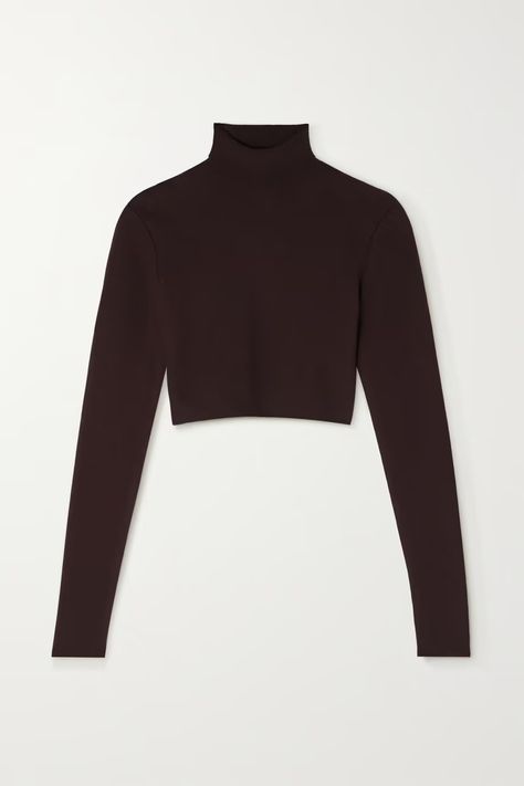 High Turtleneck, Brown Turtleneck, Knitted Turtleneck, Brown Crop Top, Turtle Neck Crop Top, Brown Long Sleeve, Turtleneck Top, Turtle Neck Top, Net A Porter