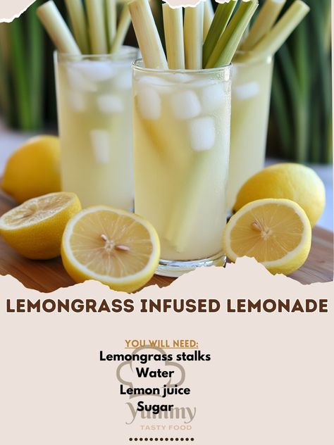 🍋🌿 Refresh yourself with our Lemongrass Infused Lemonade! A citrusy twist you’ll love! 🍹🍋 #Lemonade Lemongrass Infused Lemonade Ingredients: Lemongrass stalks (2, chopped) Water (2 cups) Lemon juice (1 cup) Sugar (1/2 cup) Ice Lemon slices (for garnish) Instructions: Boil water and add chopped lemongrass. Let steep and cool. Strain and mix with lemon juice and sugar. Serve over ice with lemon slices. 🍋🌿 Cool down with this refreshing and aromatic lemonade! Perfect for sunny days! 🍹☀️ #Ref... Lemonade Ingredients, Infused Lemonade, Diy Lemonade Stand, Diy Lemonade, Lemon Slices, Lemon Slice, Lemonade Stand, Infused Water, Refreshing Drinks