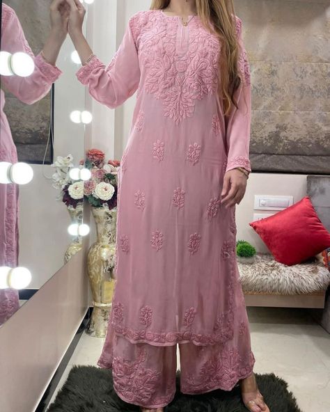 BONYHUB to Buy Link Below 👉 Price : £33.99 👉Click Here to Buy - https://bonyhub.co.uk/products/pastel-pink-cotton-chikankari-work-palazzo-suit-set 👉Fast Delivery 5-9 Business Days . . . . .. #bonyhub #indianwear #indianwedding #indiansuits #indiandresses Readymade Blouses Online, Kurti Palazzo Set, Ladies Fancy Dress, Chikankari Work, Kurti Palazzo, Readymade Salwar Kameez, Set Saree, Summer Suit, Readymade Saree