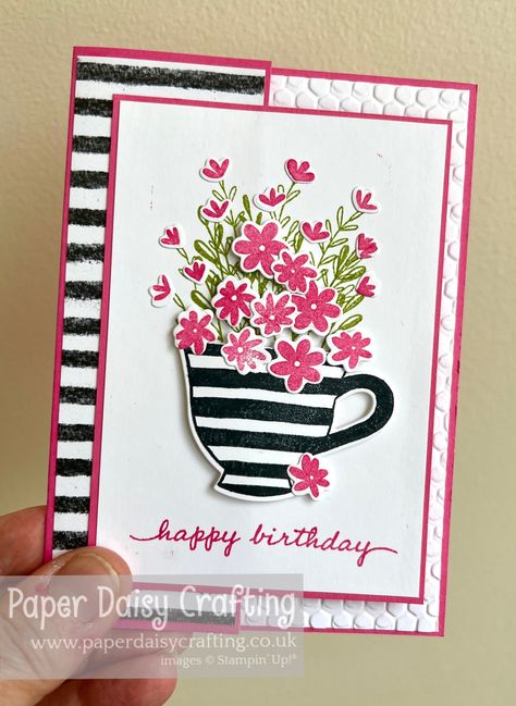 Stampin Up Retirement Cards For Women, Tea Cup Card, Boutique Cards, Girl Birthday Cards, Homemade Birthday Cards, Birthday Cup, Hand Crafted Cards, Coffee Cards, Hand Stamped Cards