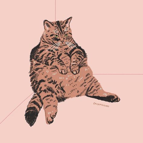 Illustration Art Nouveau, Cat Illustrations, Cat Anime, Carlo Scarpa, Fat Cat, Abstract Illustration, Cat Wall Art, Arte Inspo, Arte Sketchbook