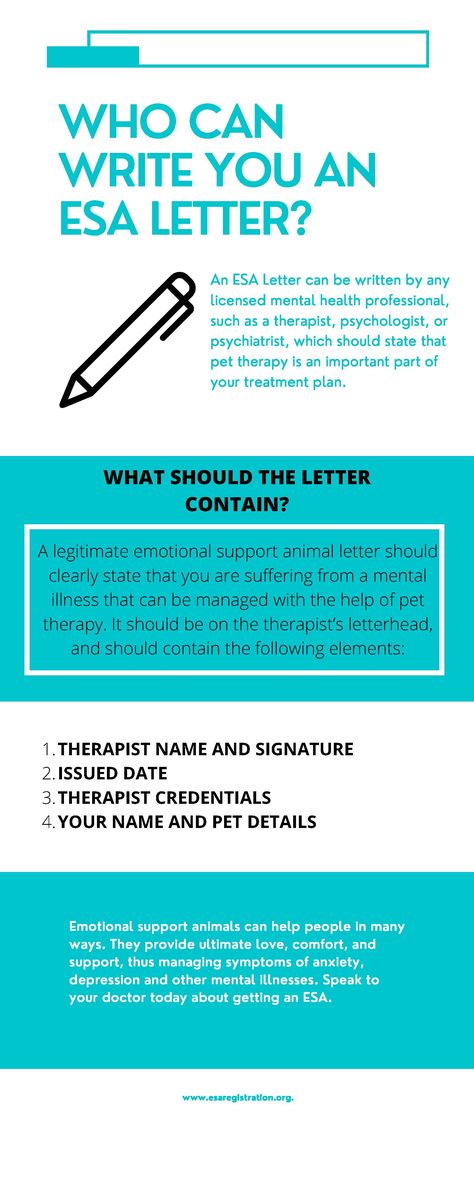 This infographic is for people who are looking to get an ESA letter and already are seeing a doctor or therapist. Esa Letter, Emotional Support Animal, Animal Letters, Emotional Support, A Doctor, Psychologist, The Help, Writing, How To Plan