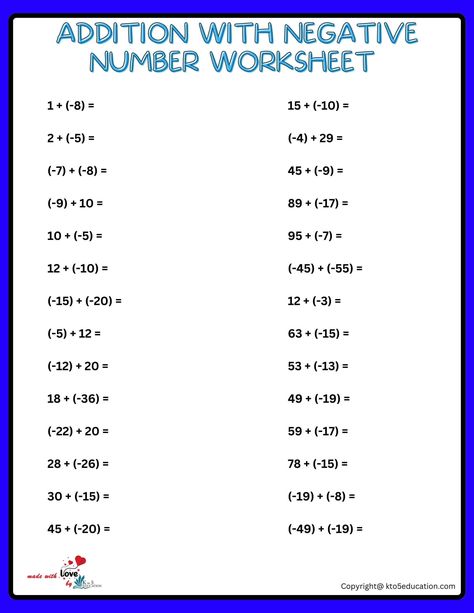 Negative Numbers Worksheet, Math Powerpoint, Math Tips, Positive Numbers, Numbers Worksheet, Numbers Worksheets, School Preparation, Math Patterns, 5th Class