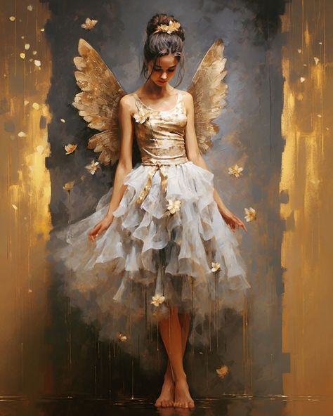 Hanzo (@hanzo.ai.art) • Instagram photos and videos Ballerina Photography, Angel Wings Illustration, Angel Wings Art, Ballet Painting, Ballerina Painting, Ballerina Art, Angel Artwork, Surreal Artwork, Angel Images