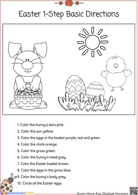 Following Directions Worksheet, Directions Worksheet, Following Directions Activities, Easter Vacation, Origami Paper Flowers, Easter Worksheets, Simple Diy Projects, Crafts Simple, Easter Festival