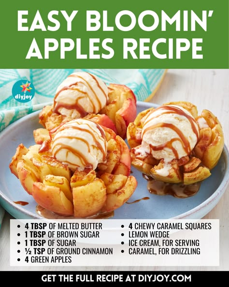 Baked Blooming Apples, Oven Baked Blooming Apple, Blooming Apples Recipe, Bloomin Apple Recipe, Blooming Apple Recipe, Easy Apple Cheesecake, Apple Blossom Recipe, Bloomin Apples, Pie Turnovers