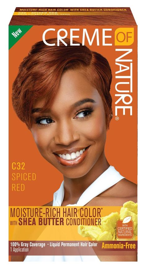 Creme Of Nature Hair Dye, Creme Of Nature Hair Color, Nature Hair Color, Hair Dye Ginger, Shea Butter Conditioner, Rich Hair Color, Creme Of Nature, Liquid Hair, Hair Color Black