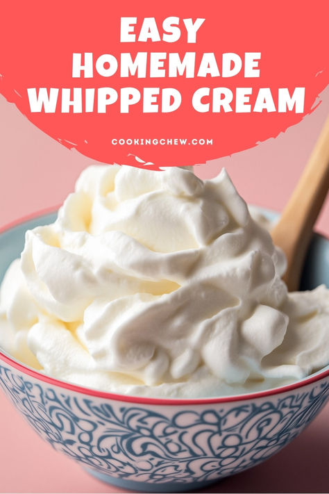 Easy Homemade Whipped Cream How To Make Whipped Topping, Homemade Whipped Cream Without Heavy, Make Whipped Cream With Heavy Cream, Perfect Whipped Cream Recipe, Homemade Whip Cream Easy, How To Whip Heavy Cream, Small Batch Whipped Cream, Homemade Whipped Cream With Heavy Cream, How To Make Whipped Cream At Home