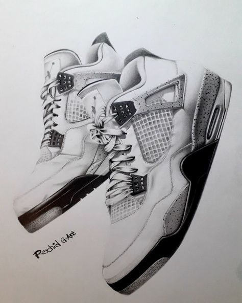 Graphite pencil work by me. Format A3 Bristol paper Jordan Drawing Shoes Pencil, Jordan 4 Sketch, Jordan 4 Drawing, Jordan Drawing, Sneaker Drawing, Pencil Shoes, Nike Drawing, Sketch Shoes, Shoes Sketch