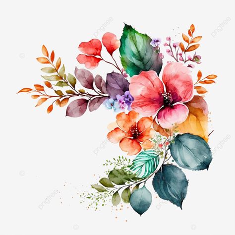 Watercolor Flowers Pattern, Watercolour Flower, Botanical Flower Art, Pink Watercolor Flower, Flower Watercolor, Cat Air, Flower Art Images, Flower Template, Flower Motif