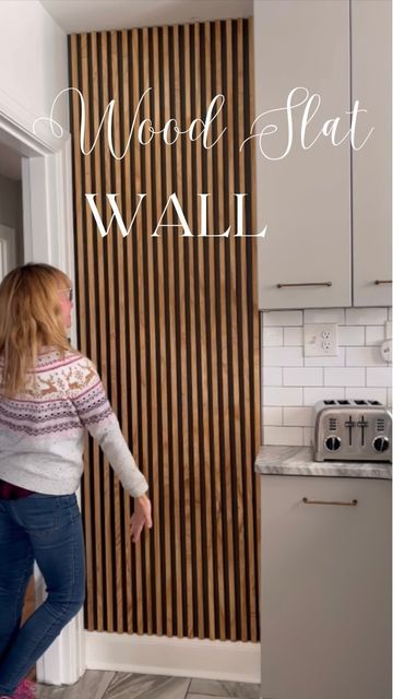 Shelly Chic Boutique on Instagram: "$30 DIY wood slat wall! Details⤵️ This was such an easy project and it totally transformed the space. Supplies needed: * Iron Ore paint @sherwinwilliams * Plywood @loweshomeimprovement * Weathered Oak Stain @minwaxusa * Brad nailer @amazon Be sure to SAVE and FOLLOW for more easy DIYs! #diy #accentwall #accentwallideas #woodslatwall #diyhomeprojects" Iron Ore Paint, Diy Wood Slat Wall, Weathered Oak Stain, Guest Bathroom Remodel, Pantry Room, Brad Nailer, Wood Slat Wall, Cherry Stain, Cellar Design