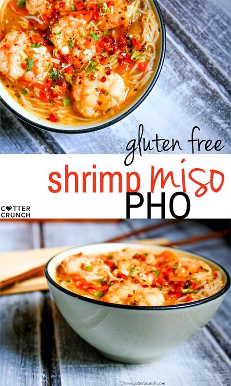 Gluten Free Shrimp, Shrimp Pho, Pho Soup Recipe, Asian Soups, Pho Recipe, Seafood Soup, Miso Soup, Asian Dishes, Shrimp Recipes