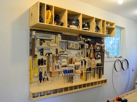 Slat Wall Storage, Workshop Setup, Tool Wall Storage, Garage Organization Shelves, Folding Workbench, Wall Storage Systems, Garage Shelves, Tool Board, Storage House