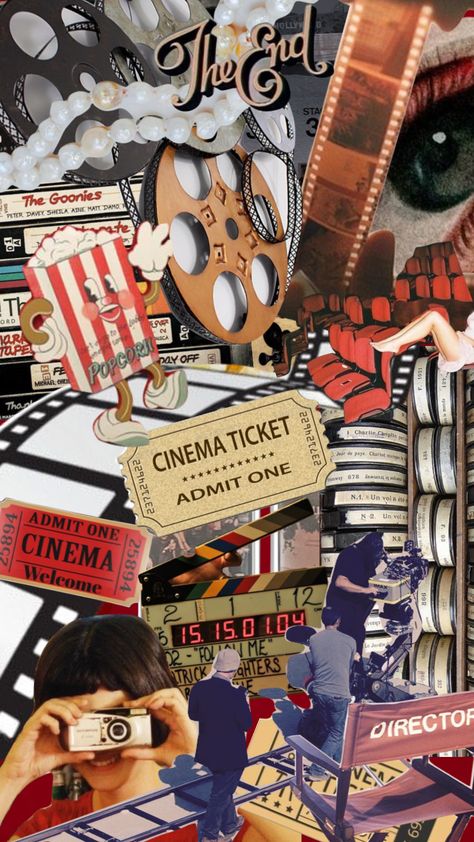 #myfirstshuffle Film Moodboard Design, Movie Night Graphic Design, Cinephile Wallpaper, Movie Yearbook Theme, Theater Astethic, Movie Aesthetic Collage, Theater Collage, Collage Yearbook, Movie Posters Collage