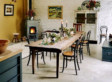 My Dream Kitchen, Welsh Cottage, Urban Cottage, Cosy Cottage, Victorian Townhouse, Painted Cupboards, Yellow Tile, Wooden Staircases, Bentwood Chairs