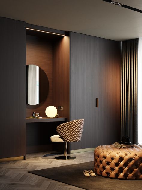 Dressing Area In Bedroom, Design Ložnic, Dressing Table Design, Luxury Closets Design, Wardrobe Design Bedroom, Wardrobe With Dressing Table, Dressing Area, Luxury Bedroom, Design Bedroom