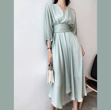 2023 Gowns, Mint Midi Dress, Classy Wedding Guest Dresses, Elegant Silk Dresses, Simple Bridesmaid Dresses, Soiree Dress, Mint Dress, Women Dresses Classy, Elegant Dresses Classy