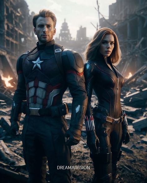 Dreamaivision | Captain America and Black Widow, standing strong on the battlefield. 🛡️🖤 Who's your favorite hero? Let us know in the comments! Show… | Instagram Black Widow And Captain America, Captain America And Black Widow, Black Widow Captain America, Captain America Black Widow, Black Widow Cosplay, Stand Strong, Black Widow, Battlefield, Marvel Universe