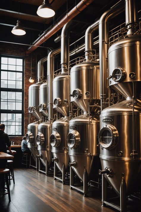 Craft Beer Heaven: Exploring Portland’s Iconic Breweries Brewery Exterior Design, Beer Brewery Design, Brewery Aesthetic, Brewery Interior Design, Modern Brewery, Beer Garden Design, Brewery Interior, Beer Factory, Brewery Design