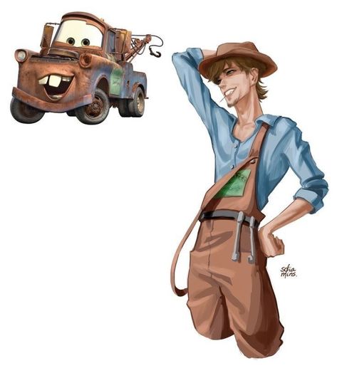 Cars 2 Fanart Human, Cars Movie As Humans, Mcqueen X Mater Human, Disney Cars As Humans, Cartoon As Humans, Tow Mater Fanart, Mater X Mcqueen, Cars Movie Fanart, Disney Cars Fanart