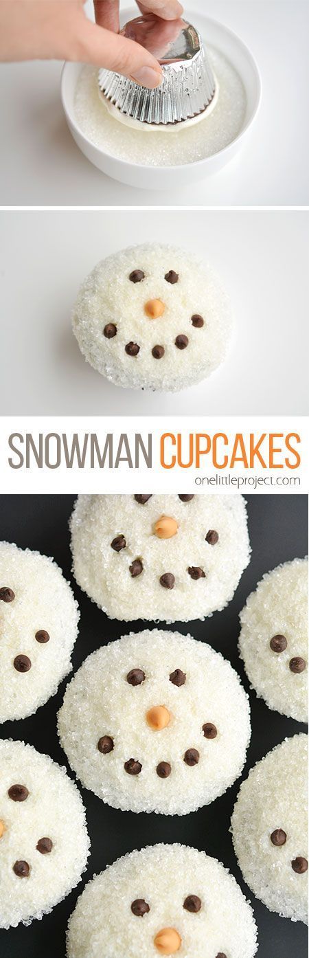 These easy snowman cupcakes would be PERFECT for a winter birthday party, a Christmas party, or just a fun baking activity with the kids! So cute and easy! Cupcake Receptek, Menu Suggestions, Snowman Cupcakes, Kid Christmas, Winter Birthday Parties, Cupcakes Decorados, Curious Kids, Christmas Play, Christmas Cakes