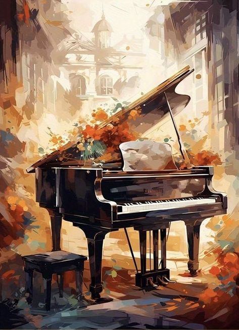 Piano Painting Ideas On Canvas, Aesthetic Piano Pictures, Piano Painting Ideas, Best Painting Ever, Piano Photography, Piano Pictures, Ar Augmented Reality, Classical Sculpture, Art Deco Paintings