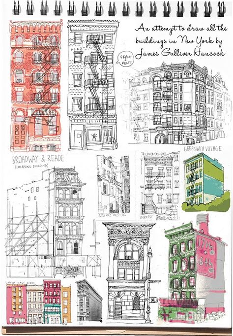 Storefront Ideas, Architectural Paintings, Buildings In New York, Drawing Architecture, City Scapes, Urban Sketches, Portfolio Presentation, Presentation Ideas, Art Teaching