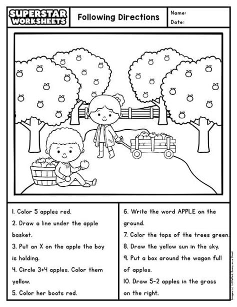 Following Directions Kindergarten, Gr 2 Worksheets, Kindergarten Following Directions Worksheet, Following Directions Worksheet 2nd Grade, Activities For Following Directions, Following Instructions Activities, Follow Instructions Worksheet, Follow Directions Worksheet Free, Following Directions Activities For Prek