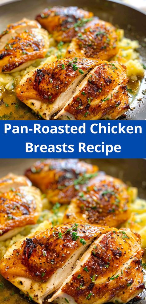 Quick and easy Pan-Roasted Chicken Breasts recipe. Roasting Pan Chicken, Roasted Chicken Breast Recipes, Pan Roasted Chicken Breast, Pan Chicken Breast, Pan Roasted Chicken, Chicken Breasts Recipe, Art Of Cooking, Chicken Recipies, Roasted Chicken Breast