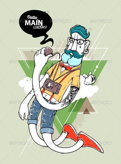 Hipster graffiti character  #GraphicRiver         Hipster graffiti character on abstract triangle background. Hand-drawn hipster tattooed dude with mustache. Vector illustration.  	 NOTE: The text is not editable! Its curved!     Created: 31August13 GraphicsFilesIncluded: JPGImage #VectorEPS Layered: Yes MinimumAdobeCSVersion: CS Tags: abstract #art #background #bizarre #character #dude #funky #gentleman #glasses #graffiti #graphic #hand-drawn #hipsta #hipster #illustration #men #mister #modern Graffiti Character, Hipster Tattoo, Modern Hipster, Retro Tattoos, Hipster Design, Triangle Background, Kids Room Decals, Tattoo Graphic, Graphic Arts Illustration